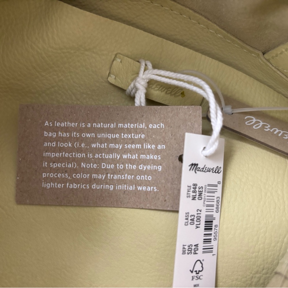 NWT Madewell Womens Butter Yellow The Piazza Mini Crossbody Bag,100% Cow Leather - Picture 10 of 15